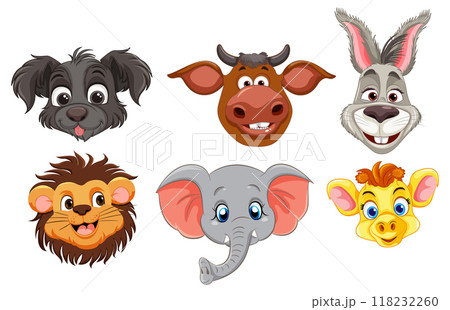 Cute Animal Faces Illustration Cute Animal Faces Illustration 118232260