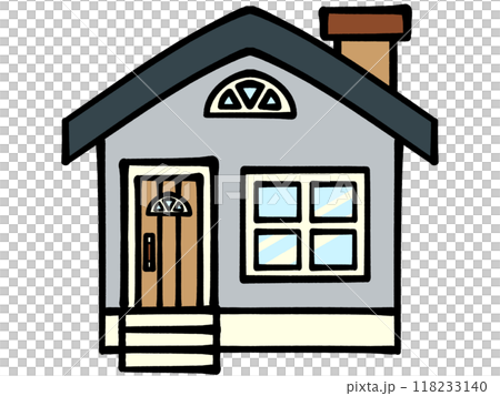 帶煙囪的藍色房子插畫素材 帶煙囪的藍色房子插畫素材 118233140