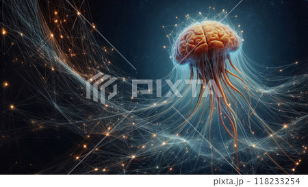 brain jellyfish neural connections concept image 118233254