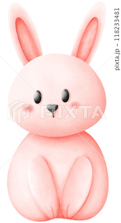A pink rabbit is sitting. 118233481