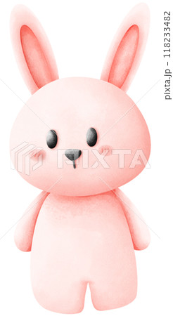 A pink rabbit is standing. 118233482