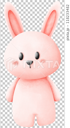 A pink rabbit is standing. 118233482