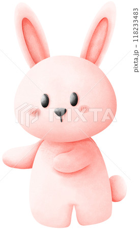 A pink rabbit is standing. 118233483