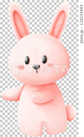 A pink rabbit is standing. 118233483
