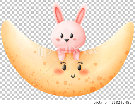 Rabbit on a crescent moon 118233486