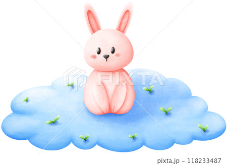 Rabbit sitting on a cloud 118233487