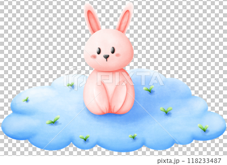 Rabbit sitting on a cloud 118233487