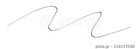 ゆるやかにウェーブする細い線 - 黒いシンプルでおしゃれな装飾のデザインパーツ素材 118233588