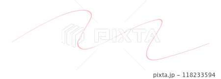 ゆるやかにウェーブする細い線 - ピンク色のシンプルでおしゃれな装飾のデザインパーツ素材 ゆるやかにウェーブする細い線 - ピンク色のシンプルでおしゃれな装飾のデザインパーツ素材 118233594