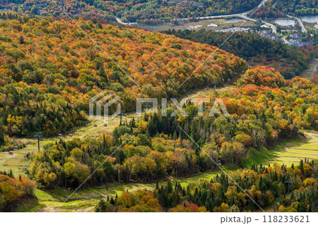 Mont-Tremblant Summit autumn scenery. Lake Tremblant, Laurentian Mountains. Quebec, Canada. Mont-Tremblant Summit autumn scenery. Lake Tremblant, Laurentian Mountains. Quebec, Canada. 118233621