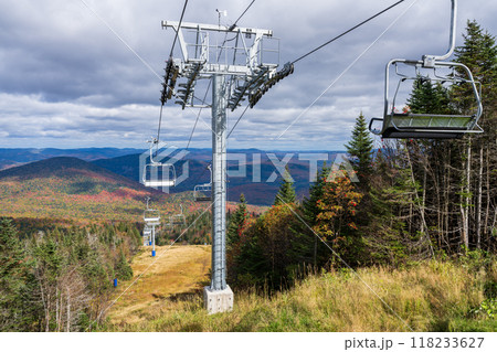 Mont Tremblant Ski Resort chairlift in autumn. Mont-Tremblant, Quebec, Canada. Mont Tremblant Ski Resort chairlift in autumn. Mont-Tremblant, Quebec, Canada. 118233627