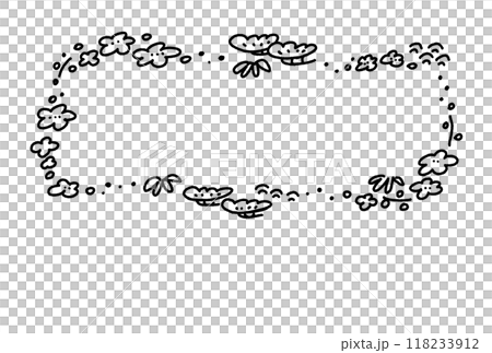 Hand-drawn cute pine, bamboo and plum frame in monochrome 118233912