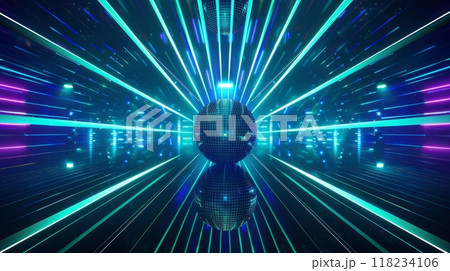 Futuristic Disco Dance Party Poster with Laser Lights 118234106