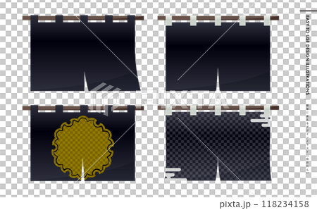Japanese black noren curtain material that can be used for New Year's and food and drink promotions_Japanese-style noren curtain vector illustration Japanese black noren curtain material that can be used for New Year's and food and drink promotions_Japanese-style noren curtain vector illustration 118234158