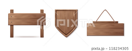 3d wood sign board with rope. Wooden frame banner 3d wood sign board with rope. Wooden frame banner 118234305