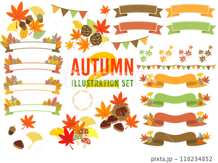 Autumn Illustration Set 秋のかわいいアイコン、イラストセット2 Autumn Illustration Set 秋のかわいいアイコン、イラストセット2 118234852