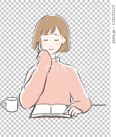 閱讀咖啡主線的女人黑色粉紅色針織鮑勃 118235222