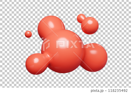 Red abstract liquid metaball shape. 3d render illustration of fluid soft bubble blob. Organic bright decorative sphere geometric form. Morphing ball aqua drop or molecule. Flow particles. Red abstract liquid metaball shape. 3d render illustration of fluid soft bubble blob. Organic bright decorative sphere geometric form. Morphing ball aqua drop or molecule. Flow particles. 118235492
