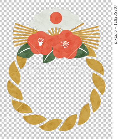 Shimenawa, watercolor vector illustration of a New Year decoration 118235807
