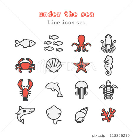 under the sea icon vector set 118236259