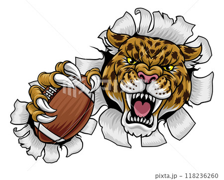 Jaguar Leopard Cheetah American Football Mascot 118236260