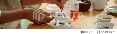 Woman Making Handmade Candles In Forms Woman Making Handmade Candles In Forms 118236437