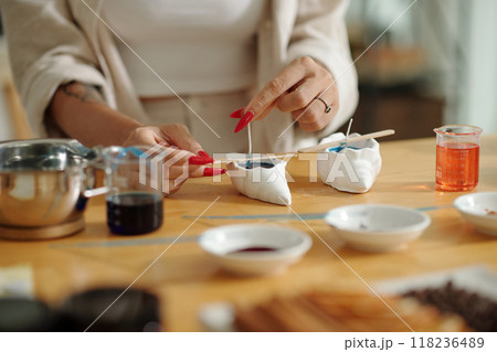 Woman Doing Her Hobby At Table 118236489