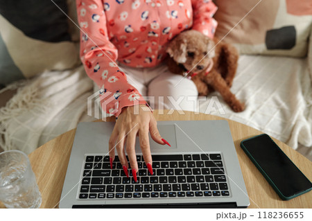 Woman Working Online On Laptop 118236655