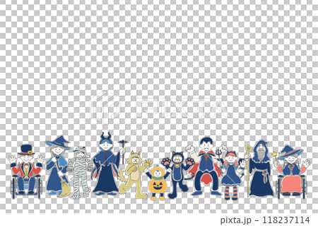 穿著萬聖節服裝的水平多代人的鬆散插圖（集） 118237114