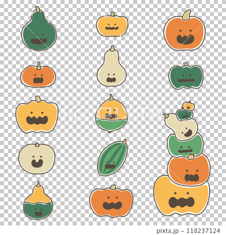 萬聖節南瓜（南瓜燈）的散裝插圖（套裝） 118237124