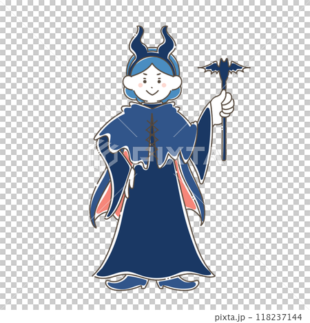 ハロウィンの仮装[悪魔]をする女性のゆるいイラスト 118237144