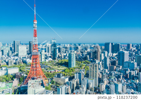 東京タワーのある東京都市風景 118237200