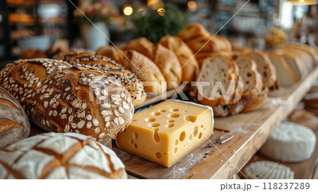 Freshly baked bread and cheese 118237289