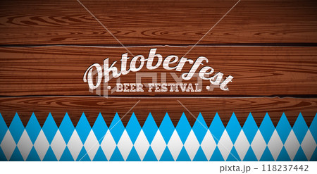 Oktoberfest Beer Festival Banner Illustration with Blue and White Bavaria Party Flag and Typography Lettering on Vintage Wooden Background. Vector Traditional German Beer Festival Celebration Flyer Oktoberfest Beer Festival Banner Illustration with Blue and White Bavaria Party Flag and Typography Lettering on Vintage Wooden Background. Vector Traditional German Beer Festival Celebration Flyer 118237442
