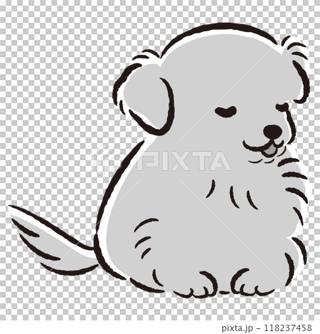 おじぎをしている犬の手描きイラスト 118237458