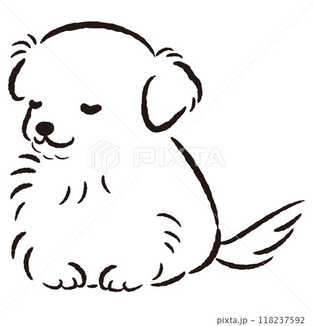 おじぎをしている犬の手描きイラスト おじぎをしている犬の手描きイラスト 118237592