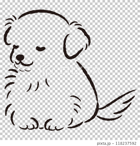 おじぎをしている犬の手描きイラスト おじぎをしている犬の手描きイラスト 118237592