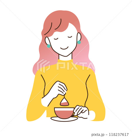 イラスト：秋の女性・イラストカット 118237617