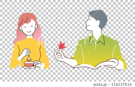 Illustration: Autumn men and women, illustration cut Illustration: Autumn men and women, illustration cut 118237619