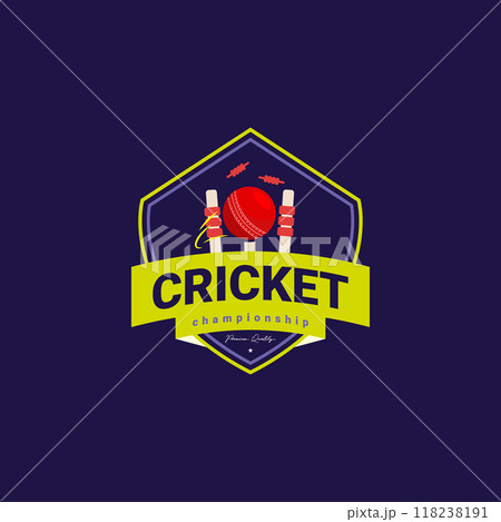 cricket shield emblem element logo template. cricket logo icon vector design illustration in isolated cricket shield emblem element logo template. cricket logo icon vector design illustration in isolated 118238191
