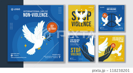 Day of Non-Violence Social Media Post Flat Cartoon Hand Drawn Templates Background Illustration 118238201