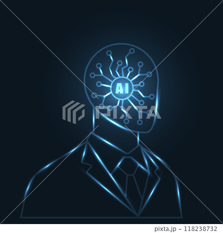 AI Bot in business suit blue glow 118238732