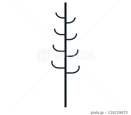 Stylized black tree icon with curved branches, minimalist design, abstract nature, and environmental theme. 118239073