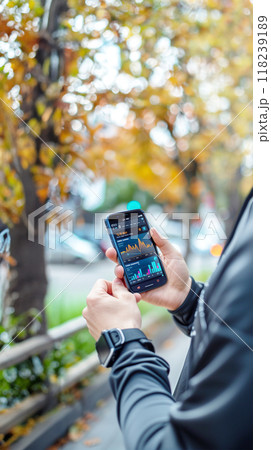 ウェアラブルデバイスでの健康管理 AI画像 118239189