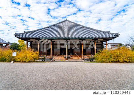 【奈良県】秋の雲が浮かぶ元興寺の本堂 【奈良県】秋の雲が浮かぶ元興寺の本堂 118239448