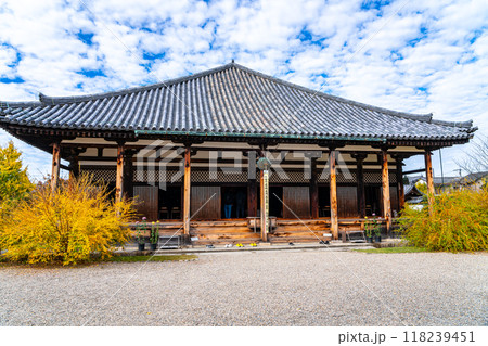 【奈良県】秋の雲が浮かぶ元興寺の本堂 【奈良県】秋の雲が浮かぶ元興寺の本堂 118239451