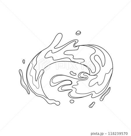 Water and juice splash liquide. One line stroke outline vector Illustration A dripped droplet, moment frozen in dance of fluid motion A spill shape, chaotic canvas of unexpected beauty A water splash 118239570