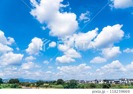 爽やかな夏空の住宅街 爽やかな夏空の住宅街 118239669