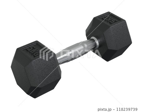 5 kg Dumbbell, weightlifting gym equipment, isolated on white background 118239739