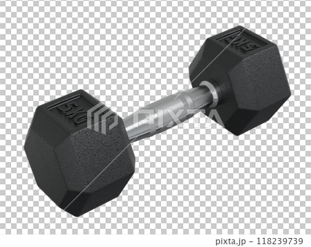 5 kg Dumbbell, weightlifting gym equipment, isolated on white background 118239739